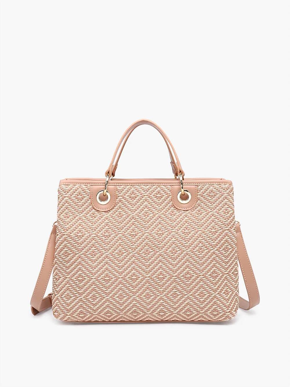 NEW JEN & CO. women's nancy woven diamond tote bag in mauve